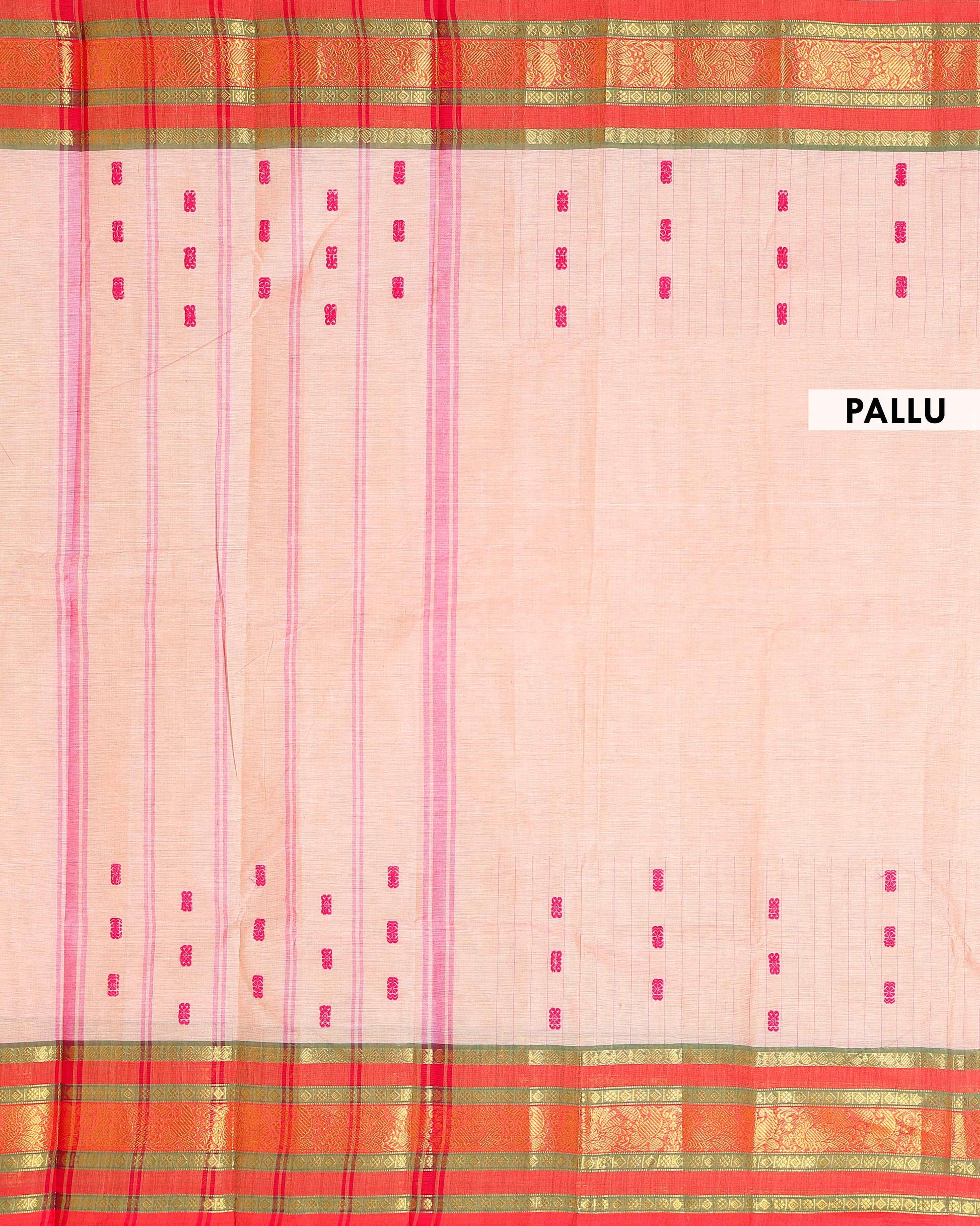 Elegant Chettinad Cotton Saree with Contrast Border and Grid Pattern - Sandal
