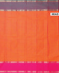 Elegant_Chettinad_Cotton_Saree_with_Grid_Pattern_and_Contrast_Border_-_Orange-Head