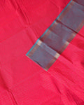 Elegant Chettinad Cotton Saree with Grid Pattern and Contrast Border - Pink-Close