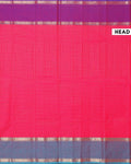 Elegant Chettinad Cotton Saree with Grid Pattern and Contrast Border - Pink-Head