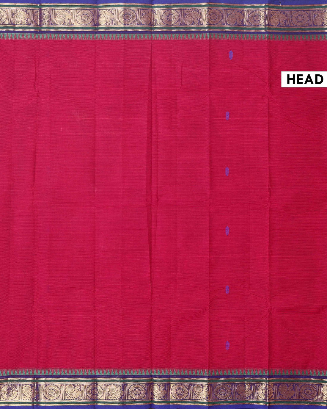 Elegant Chettinad Cotton Saree with Traditional Zari Border and Peacock Motifs - Red