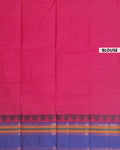 Elegant Chettinad Handloom Cotton Saree with Striped Body and Temple Border - Dark Pink