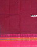 Elegant Chettinad Handloom Cotton Saree with Striped Body and Temple Border - Maroon