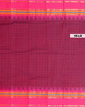Elegant Chettinad Handloom Cotton Saree with Striped Body and Temple Border - Maroon