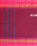 Elegant Chettinad Handloom Cotton Saree with Striped Body and Temple Border - Maroon