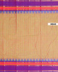 Elegant Chettinad Handloom Cotton Saree with Striped Body and Temple Border - Olive Green