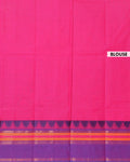 Elegant Chettinad Handloom Cotton Saree with Striped Body and Temple Border - Pink