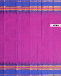 Elegant Chettinad Handloom Cotton Saree with Striped Body and Temple Border - Purple