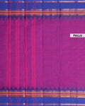 Elegant Chettinad Handloom Cotton Saree with Striped Body and Temple Border - Purple