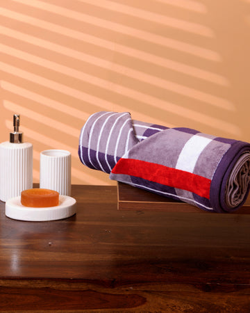 Elegant Classic Bold Checkered and Striped Terry Cloth Towel - Multi