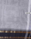 Elegant Classic Kanchi Cotton Saree with Traditional Temple Border - Grey-Blouse