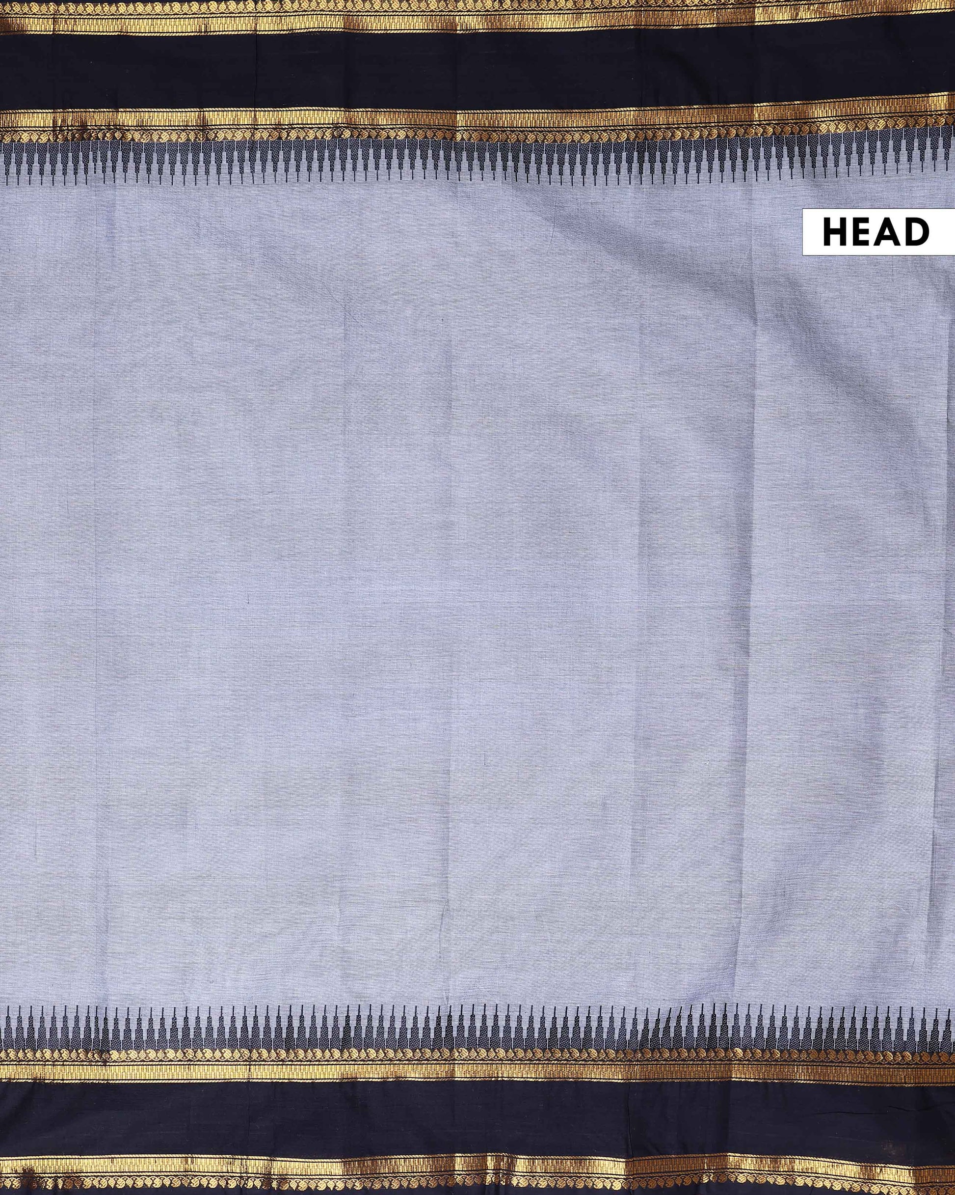 Elegant Classic Kanchi Cotton Saree with Traditional Temple Border - Grey-Head