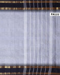 Elegant Classic Kanchi Cotton Saree with Traditional Temple Border - Grey-Pallu