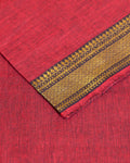 Women's Elegant Cotton Handloom Unstitched Salwar Suit Set with Zari Border - Maroon