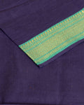 Women's Elegant Cotton Unstitched Salwar Suit Material with Contrast Dupatta and Zari Border - Navy Blue