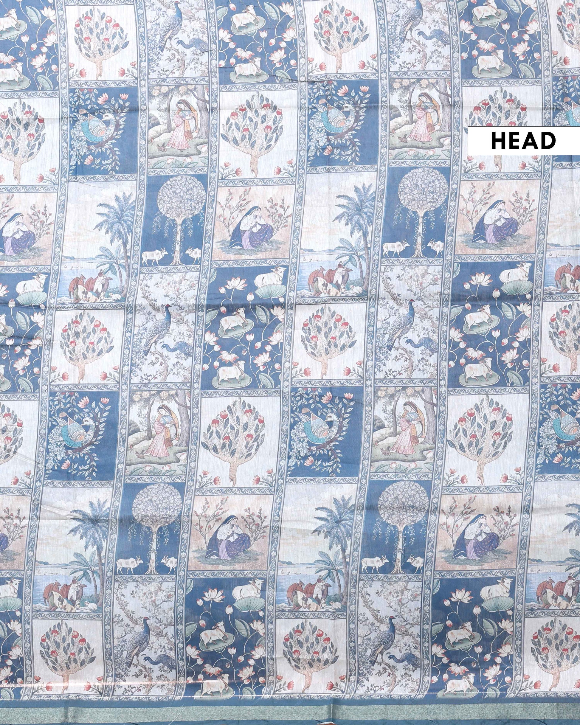 Elegant Digital Print Semi-Silk Saree with Traditional Motifs - Multi-Head