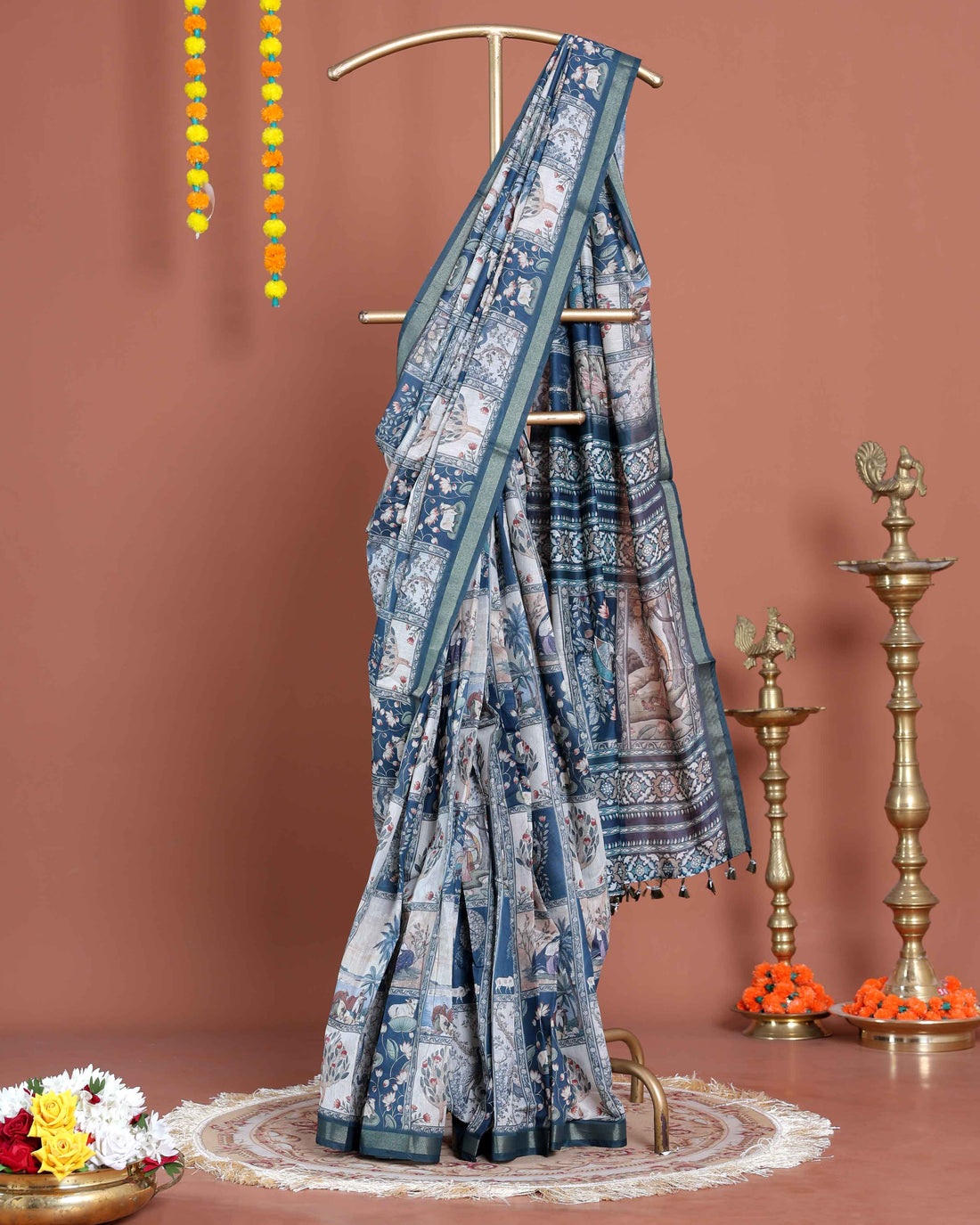 Elegant Digital Print Semi-Silk Saree with Traditional Motifs - Multi