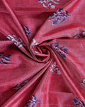 Elegant Dola Saree with Floral Motifs and Contrast Border -Pink-CLOSE