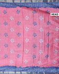 Elegant Dola Saree with Floral Motifs and Contrast Border -Pink-Head
