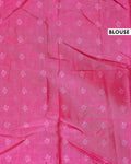 Elegant Dola Saree with Floral Motifs and Contrast Border - Blue-BLOUSE