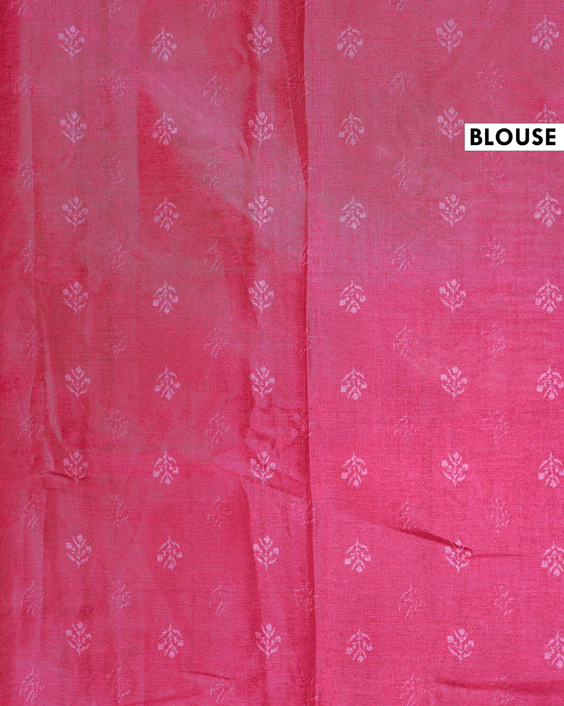 Elegant Dola Saree with Floral Motifs and Contrast Border - Light Brown-BLOUSE