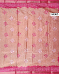 Elegant Dola Saree with Floral Motifs and Contrast Border - Light Brown-Head