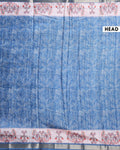 Elegant Dola Saree with Intricate Floral and Peacock Motif Border -Blue-Head