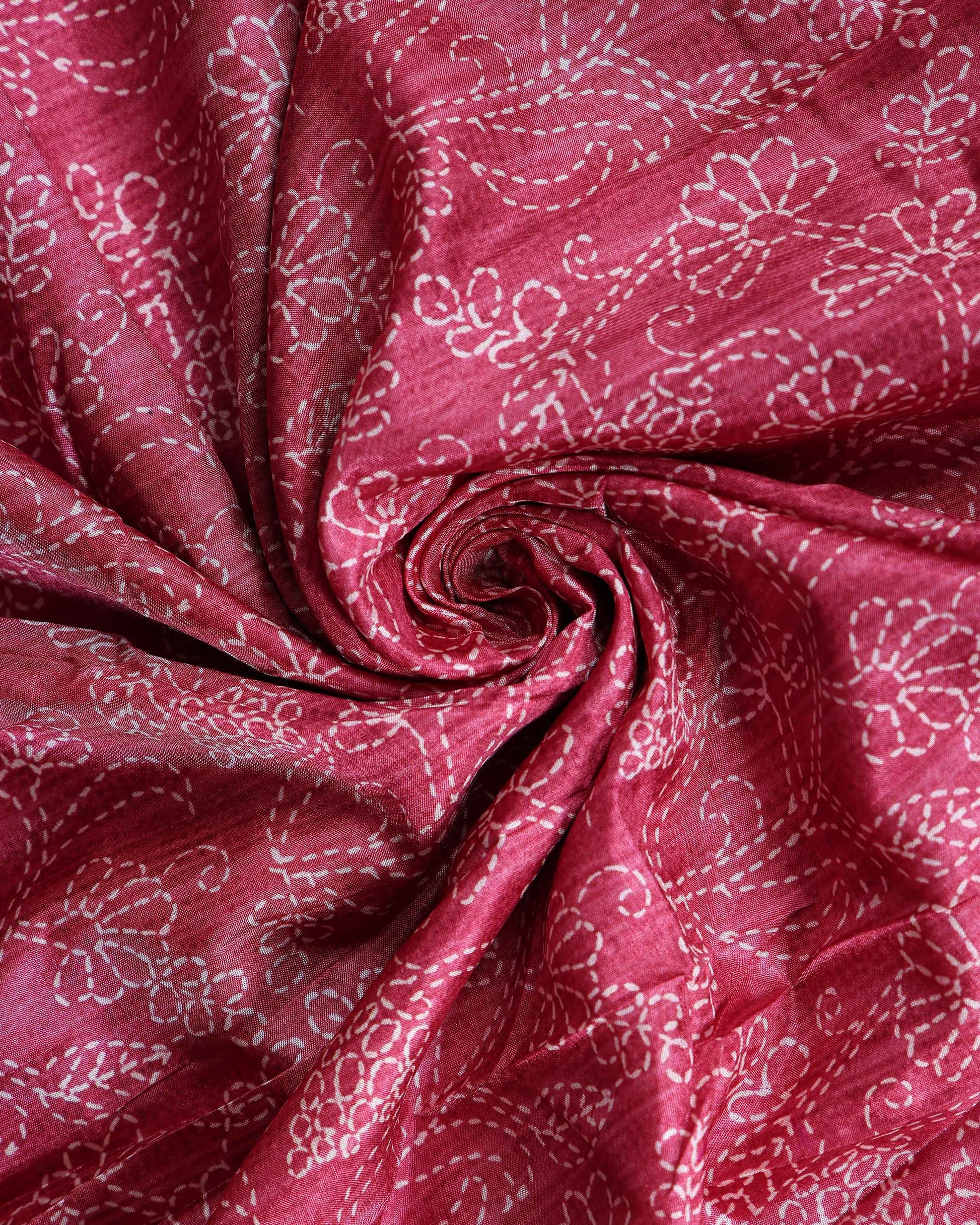 Elegant Dola Saree with Kantha Embroidery and Printed Pallu - Close