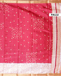 Elegant Dola Saree with Woven Polka Dot Motifs and Detailed Floral - Red-PALLU