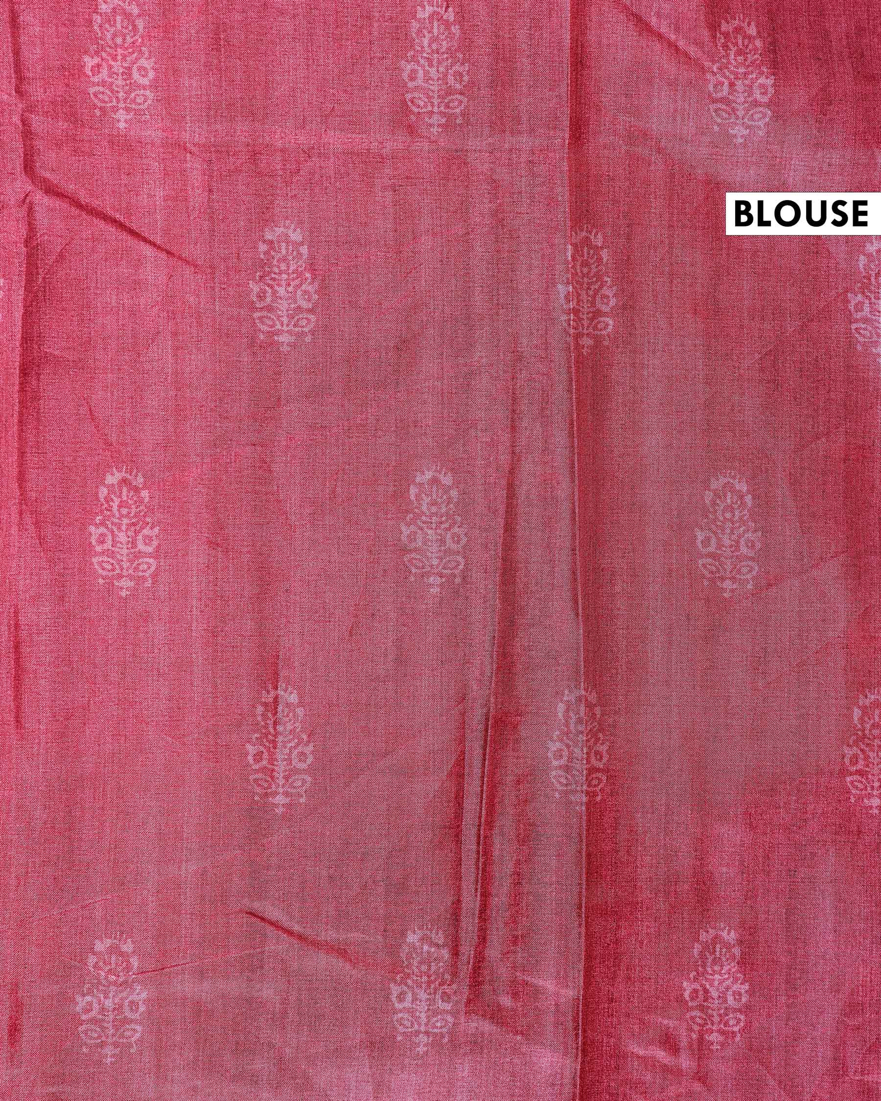 Elegant Dola Saree with Woven Polka Dot Motifs and Detailed Floral Border - Black-Blouse
