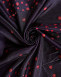 Elegant Dola Saree with Woven Polka Dot Motifs and Detailed Floral Border - Black-Close
