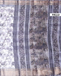 Elegant Dola Silk Saree with All-Over Floral Print and Traditional Woven Border - White-Pallu