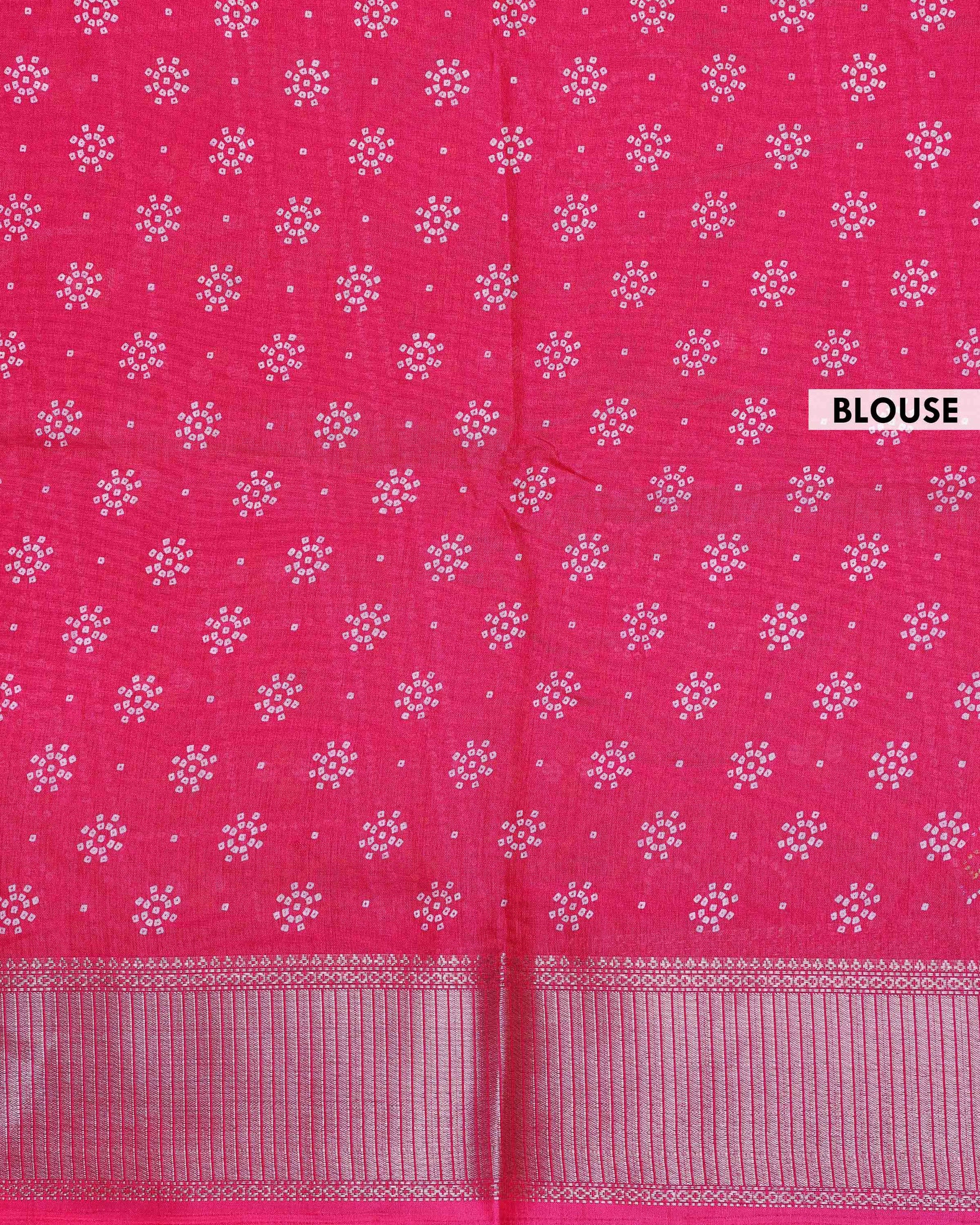 Elegant Dola Silk Saree with All-Over Geometric Bandhani Inspired Motifs and Traditional Woven Border - Pink-Blouse