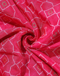 Elegant Dola Silk Saree with All-Over Geometric Bandhani Inspired Motifs and Traditional Woven Border - Pink-Close Up