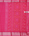Elegant Dola Silk Saree with All-Over Geometric Bandhani Inspired Motifs and Traditional Woven Border - Pink-Pallu