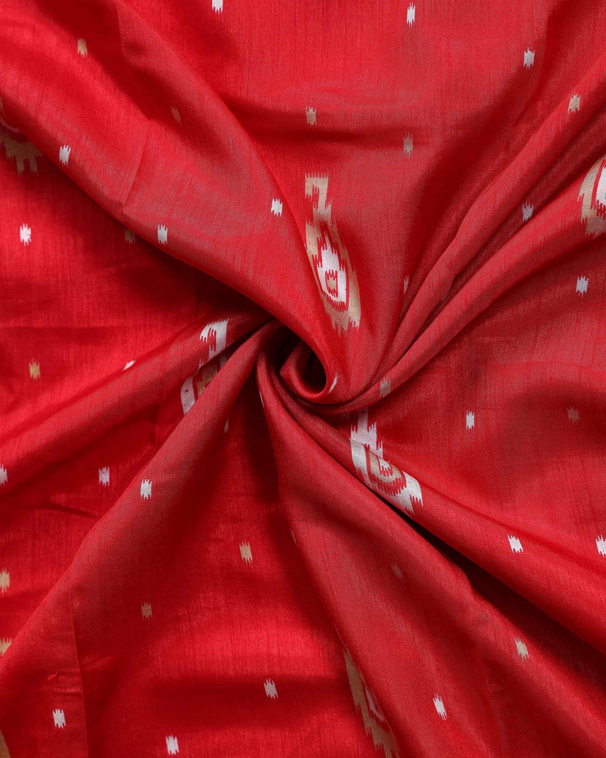 Elegant Dola Silk Saree with All-Over Paisley Butta Motifs and Classic Traditional Zari Woven Border - Red-Close Up