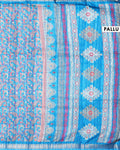 Elegant Dola Silk Saree with All-Over Traditional Paisley Buti Motifs and Intricate Zari Woven Floral Border - Blue-Pallu