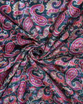 Elegant Dola Silk Saree with All-Over Traditional Paisley Buti Motifs and Intricate Zari Woven Floral Border - Dark Green-Close Up