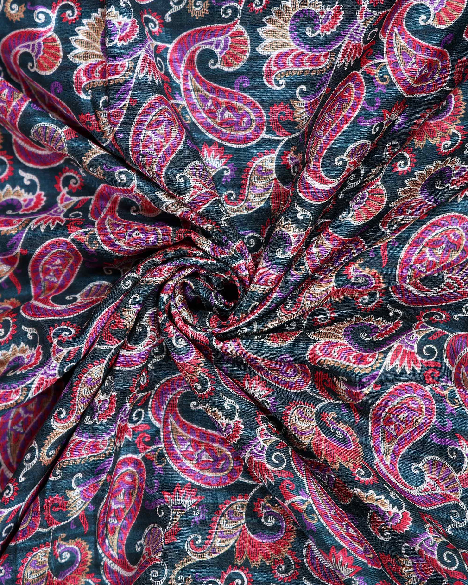 Elegant Dola Silk Saree with All-Over Traditional Paisley Buti Motifs and Intricate Zari Woven Floral Border - Dark Green-Close Up
