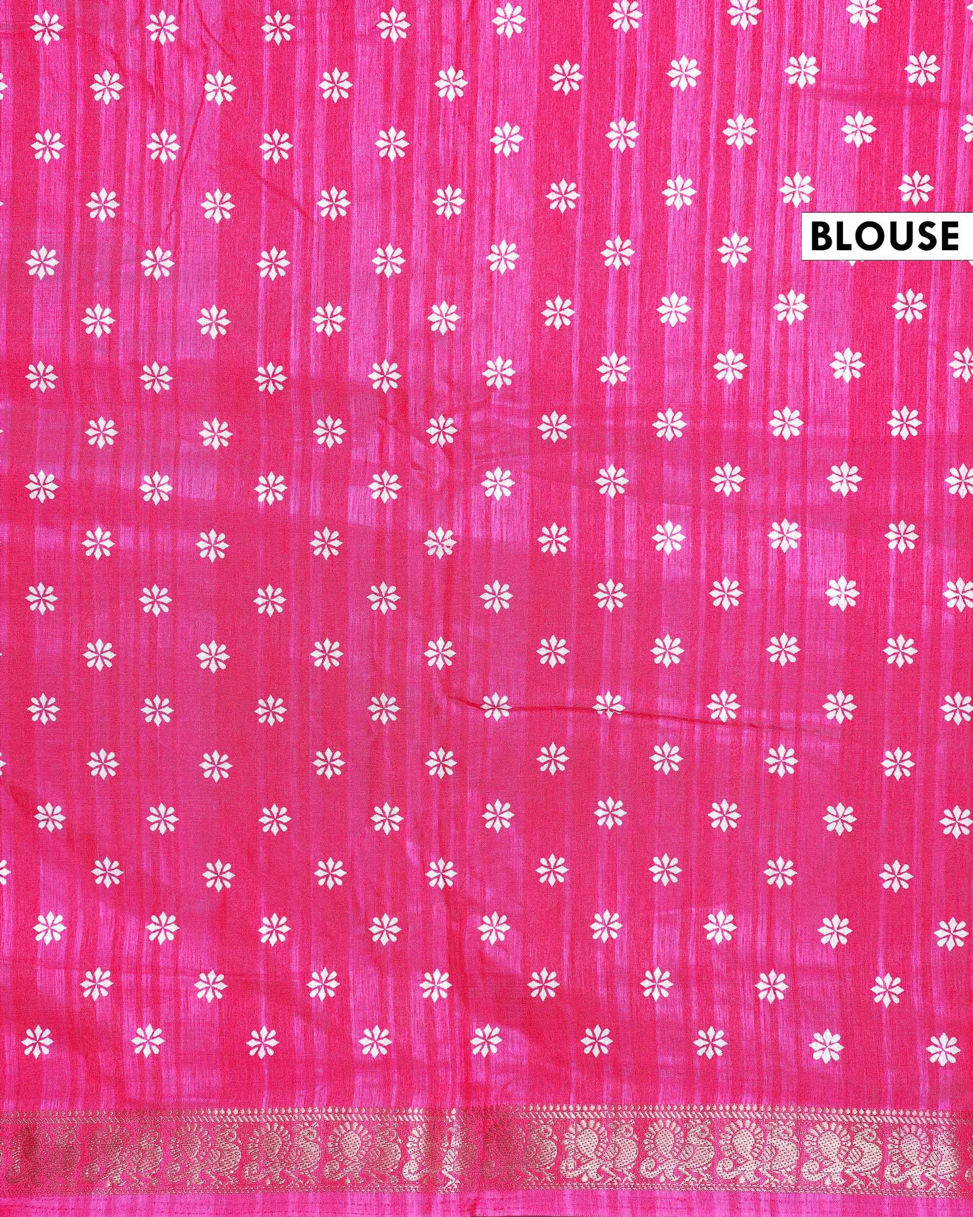 Elegant Dola Silk Saree with All-Over Traditional Paisley Buti Motifs and Intricate Zari Woven Floral Border - Pink-Blouse
