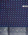 Elegant Dola Silk Saree with All Over Floral Buti Design and Intricately Woven Traditional Border - Navy Blue-Blouse