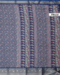Elegant Dola Silk Saree with All Over Floral Buti Design and Intricately Woven Traditional Border - Navy Blue-Pallu