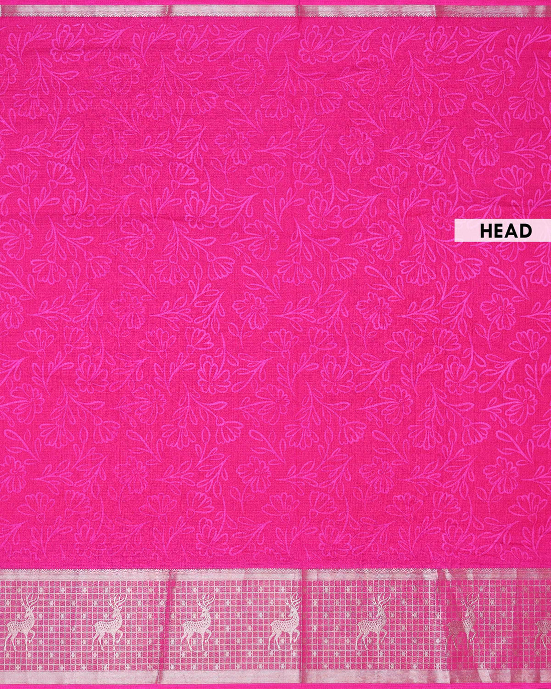 Elegant Dola Silk Saree with All Over Floral Vine Motifs and Traditional Deer Motif Woven Border - Pink