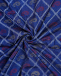 Elegant Dola Silk Saree with All Over Paisley Motifs in Geometric Diamond Pattern and Traditional Zari Woven Border - Blue-Close Up