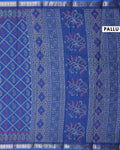 Elegant Dola Silk Saree with All Over Paisley Motifs in Geometric Diamond Pattern and Traditional Zari Woven Border - Blue-Pallu