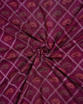 Elegant Dola Silk Saree with All Over Paisley Motifs in Geometric Diamond Pattern and Traditional Zari Woven Border - Purple-Close Up