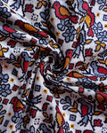 Elegant Dola Silk Saree with All Over Traditional Bird and Floral Vine Motifs and Woven Classic Border - Off White-Close Up