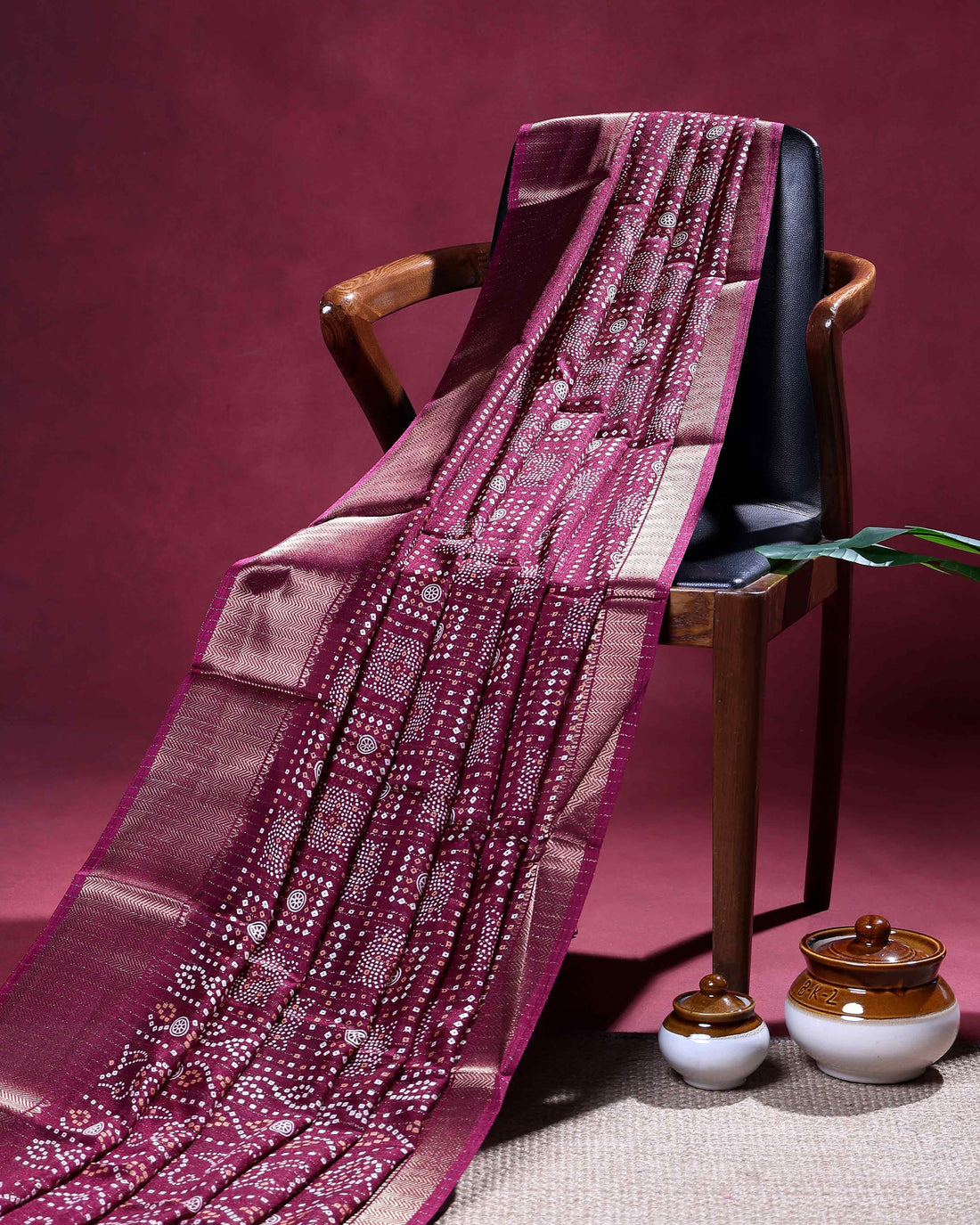 Elegant Dola Silk Saree with All Over Traditional Butta Motifs and Subtle Zari Woven Border -  Burgundy