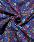 Elegant Dola Silk Saree with All Over Traditional Floral Paisley Vine Motifs and Rich Intricately Woven Zari Border - Blue-Close Up