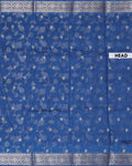 Elegant Dola Silk Saree with All Over Traditional Floral Vine Motifs & Woven Zari Border  - Navy Blue-Head